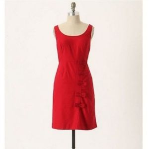 Anthropologie Red Bow Dress with Pockets Size 4